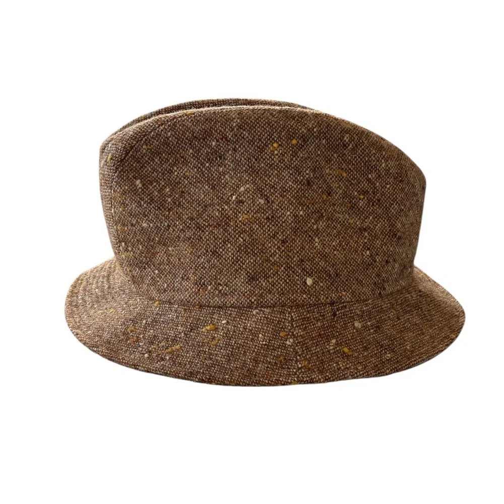 Banana Republic 100% Wool Hat Academia Classic Brown Tweed Made in Italy M/L